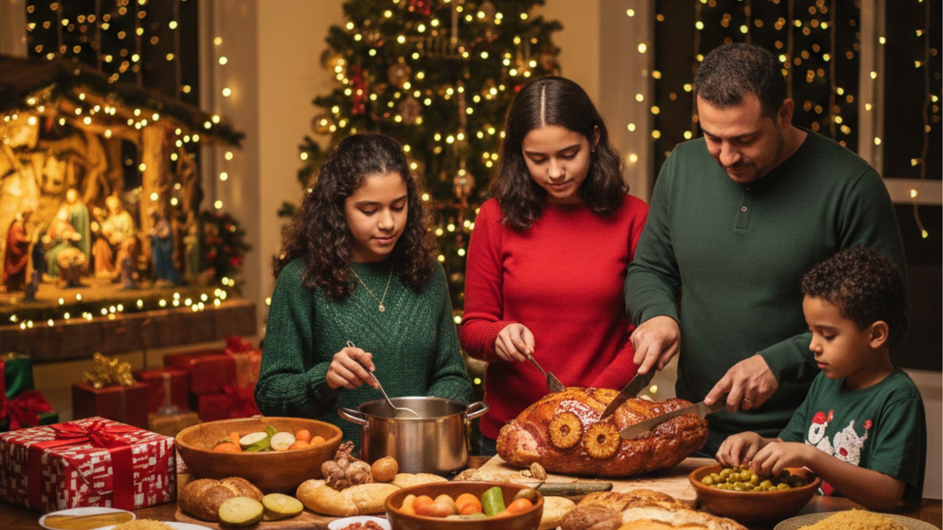 La navidad es el momento más importante para la unión familiar y abrir nuestro corazón. Foto: Gemini AI