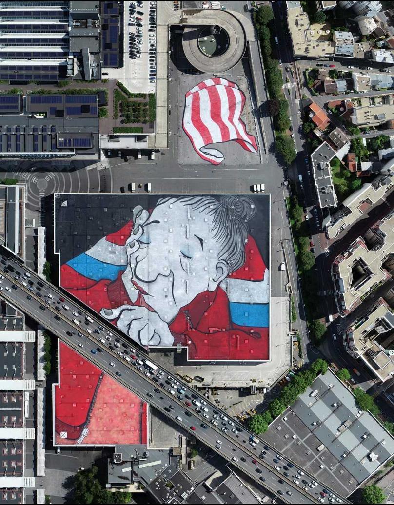 El mayor mural de Europa está en una azotea de París, Francia