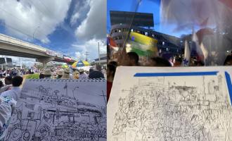 Franz demora entre 15 a 30 minutos dibujando su arte. Foto / @diego_franz