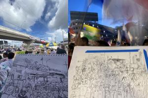 Franz demora entre 15 a 30 minutos dibujando su arte. Foto / @diego_franz